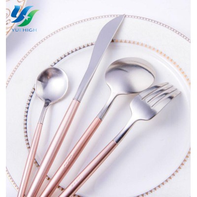 Elegant Luxury Flatware Silver And Pink Cutlery Set Home Tableware Set