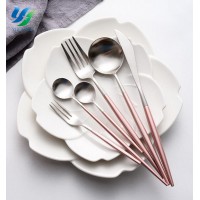 Creative Rose Gold Cutlery Set Colored Flatware Sets For Restaurant