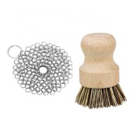 ESD Kitchen Cleaning Cast Iron Cleaner Welded Stainless Steel Pot Brush Chainmail Scrubber Set